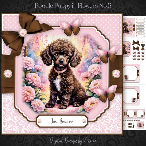 Poodle Puppy in Flowers No.5