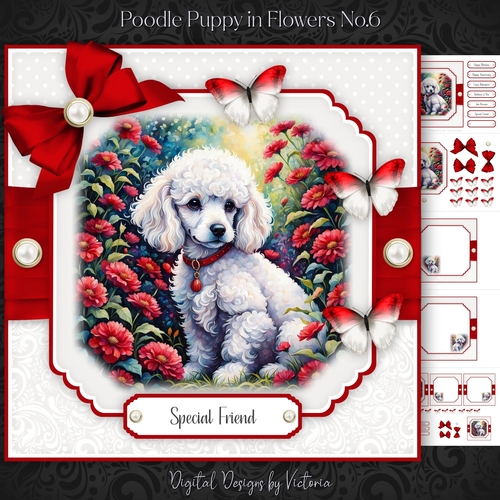 Poodle Puppy in Flowers No.6
