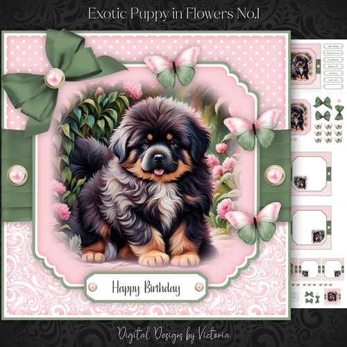 Exotic Puppy in Flowers No.1