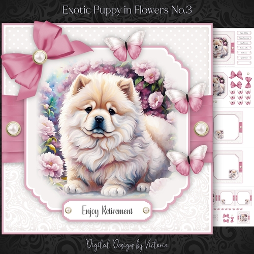 Exotic Puppy in Flowers No.3