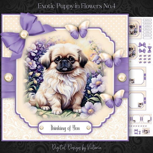 Exotic Puppy in Flowers No.4