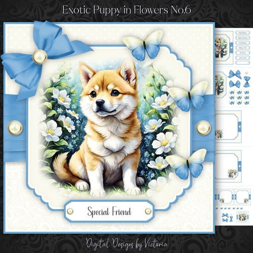 Exotic Puppy in Flowers No.6