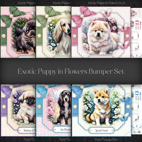 Exotic Puppy in Flowers Bumper Kit