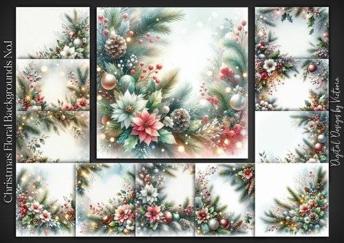 Christmas Florals Backgrounds No.1