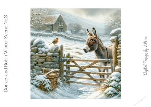 Donkey and Robin Winter Scene No.3