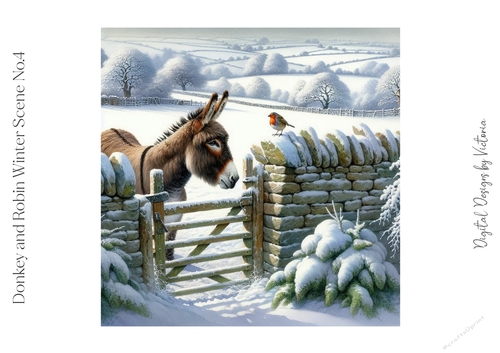 Donkey and Robin Winter Scene No.4