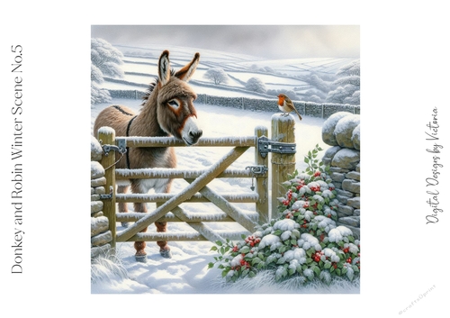 Donkey and Robin Winter Scene No.5