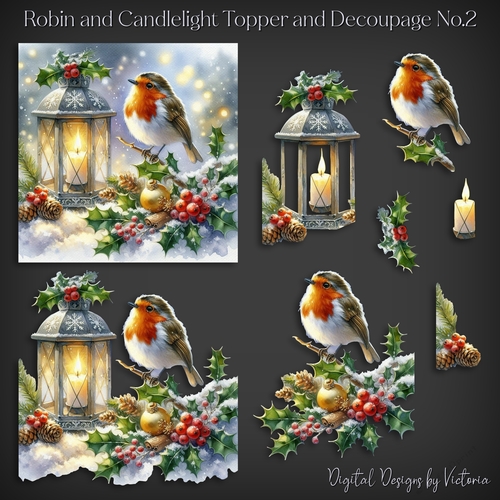 Robin and Candlelight Topper and Decoupage No.2