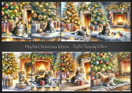 Playful Christmas Kitten