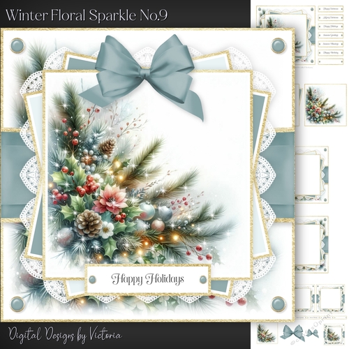 Winter Floral Sparkle No.9