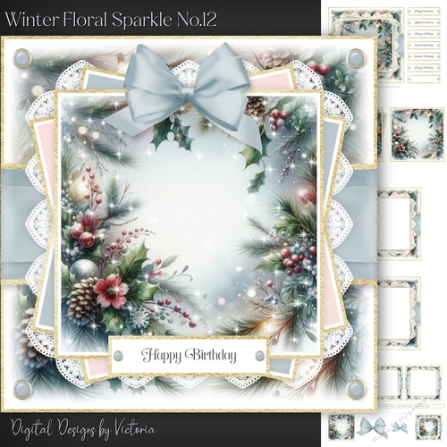Winter Floral Sparkle No.12