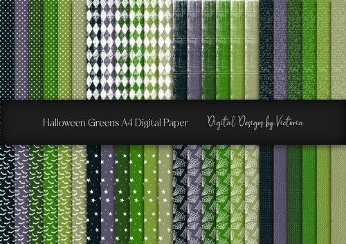 Halloween Greens A4 Digital Paper