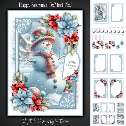 Happy Snowman 5x7 inch No.1