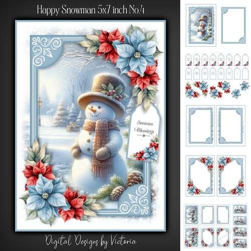 Happy Snowman 5x7 inch No.4