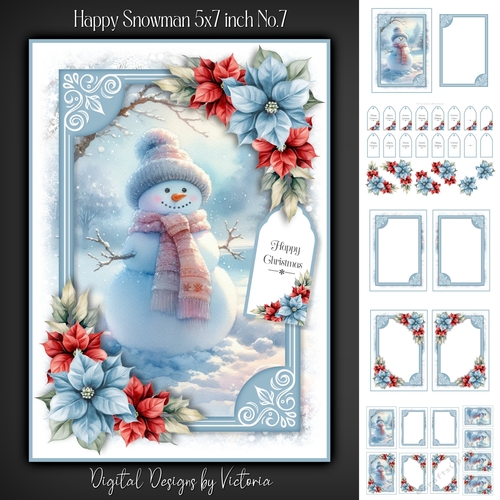 Happy Snowman 5x7 inch No.7
