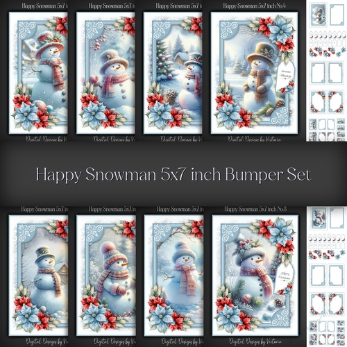 Happy Snowman 5x7 inch Bumper Set