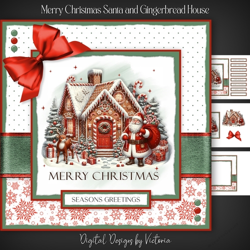 Merry Christmas Santa and Gingerbread House