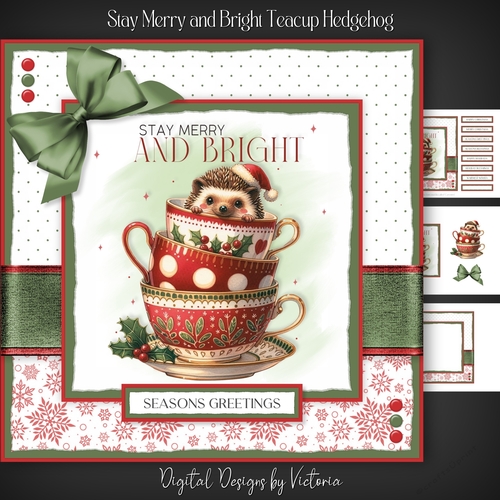 Stay Merry and Bright Teacup Hedgehog