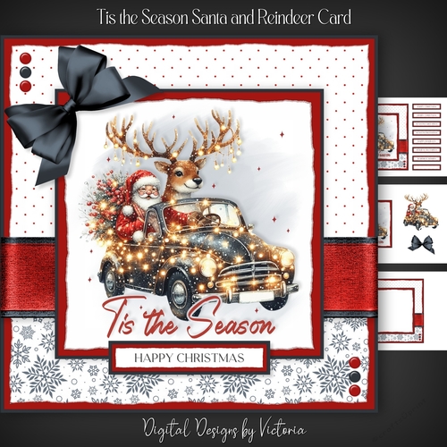 Tis the Seasons Santa and Reindeer Car