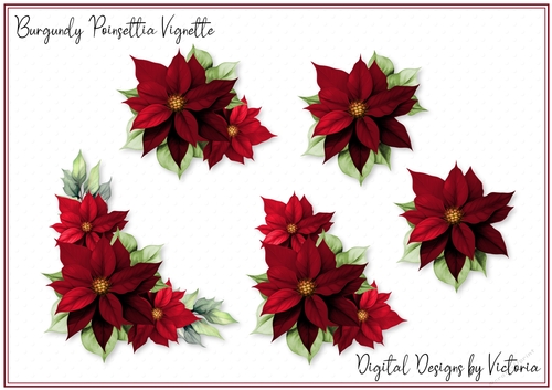 Burgundy Poinsettia Vignette