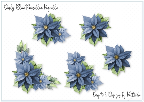 Dusty Blue Poinsettia Vignette