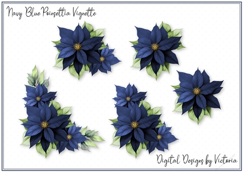Navy Blue Poinsettia Vignette
