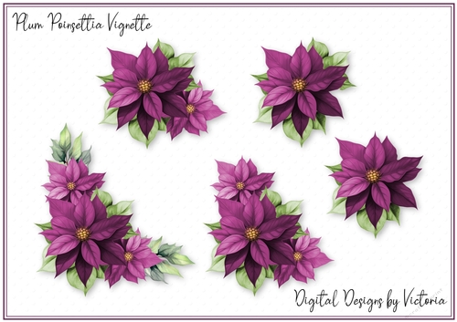 Plum Poinsettia Vignette