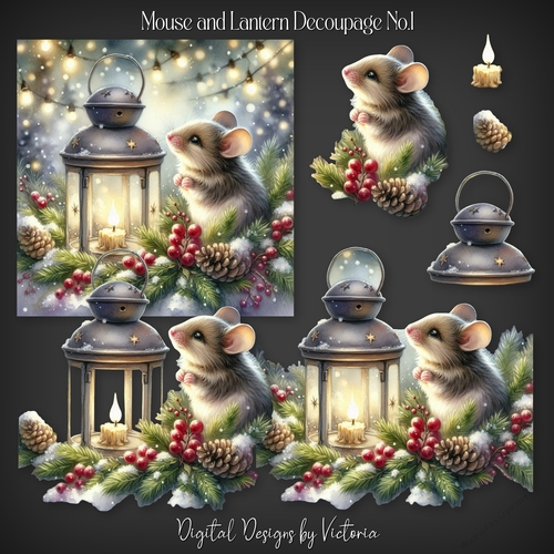 Mouse and Lantern Decoupage No.1