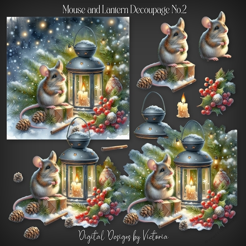 Mouse and Lantern Decoupage No.2
