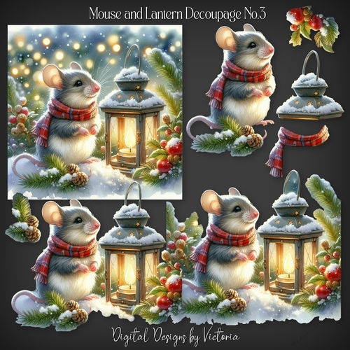 Mouse and Lantern Decoupage No.3