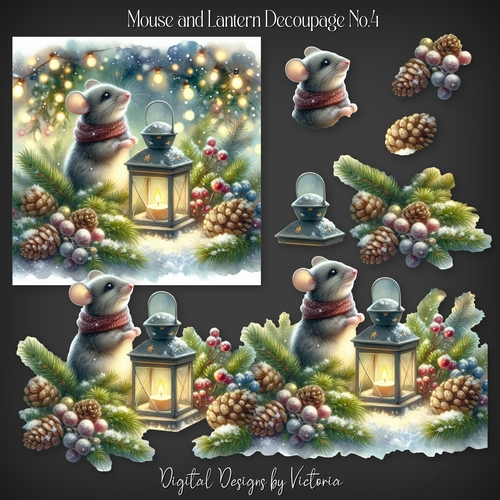 Mouse and Lantern Decoupage No.4