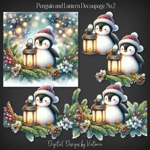 Penguin and Lantern Decoupage No.2