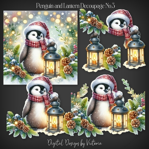 Penguin and Lantern Decoupage No.3