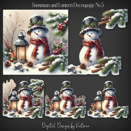 Snowman and Lantern Decoupage No.3