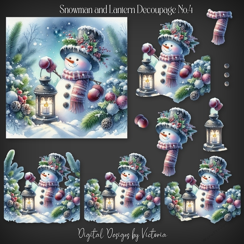 Snowman and Lantern Decoupage No.4