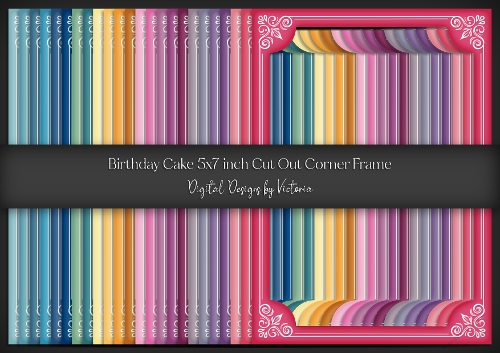 Birthday Cake 5x7 inch Cut Out Corner Frame