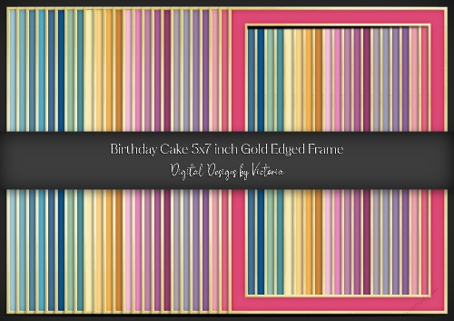 Birthday Cake 5x7 inch Gold Edged Frame