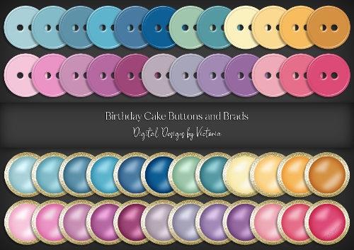 Birthday Cake Buttons and Brads