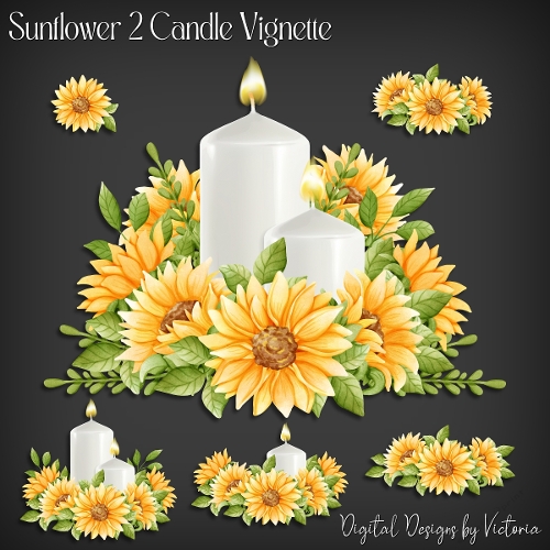 Sunflower 2 Candle Vignette