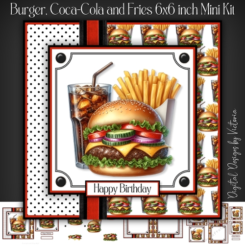 Burger Coca Cola and Fries 6x6 inch