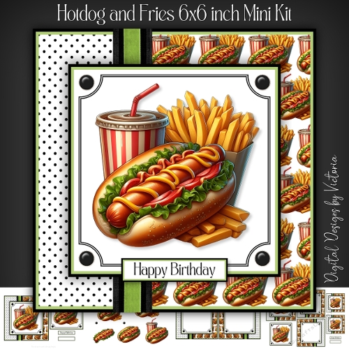 Hotdog and Fries 6x6 inch