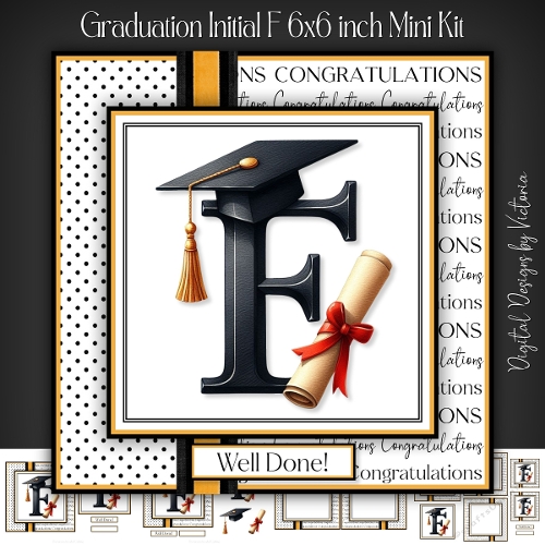 Graduation Initial F 6x6 inch Mini Kit