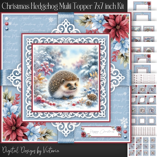 Christmas Hedgehog Multi topper 7x7 inch Kit