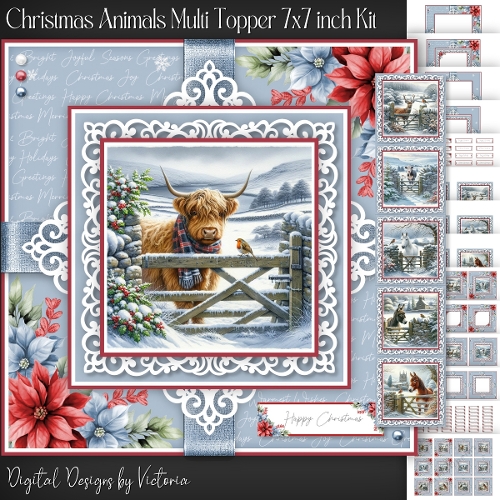 Christmas Animals Multi Topper 7x7 inch Kit