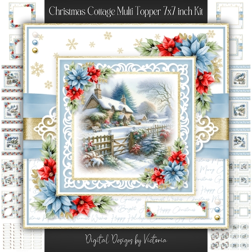 Christmas Cottage Multi Topper 7x7 inch Kit