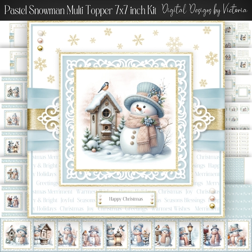 Pastel Snowman Multi Topper 7x7 inch Kit