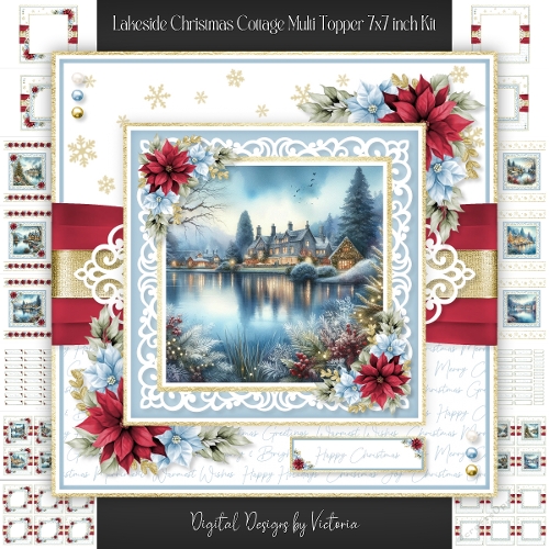 Lakeside Christmas Cottage Multi Topper 7x7 inch Kit