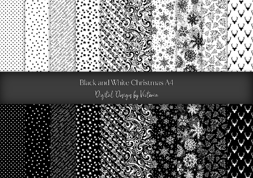 Black and White Christmas A4