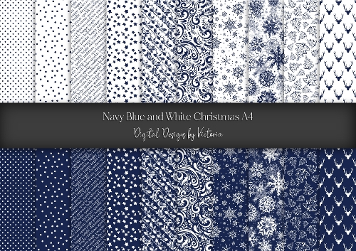 Navy Blue and White Christmas A4