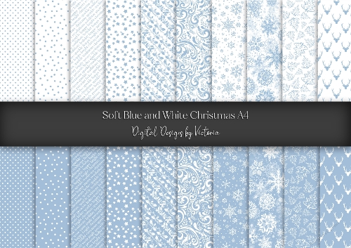 Soft Blue and White Christmas A4